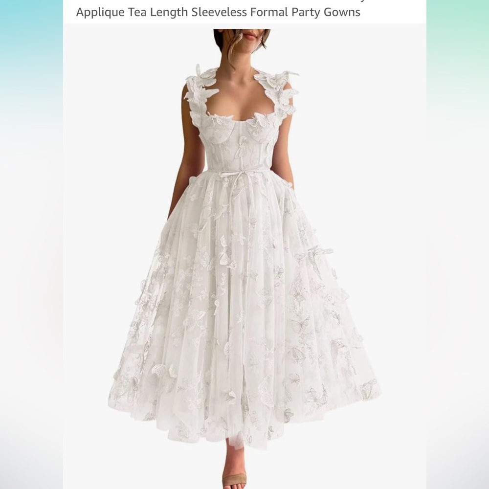 Amazon White Applique Midi Dress